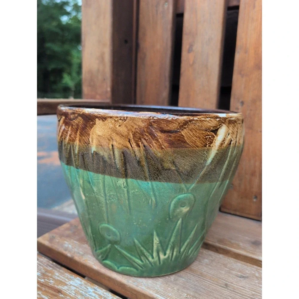 Vintage RRP Roseville Ohio Sunburst Sun & Moon Pottery Jardiniere Planter 10x9